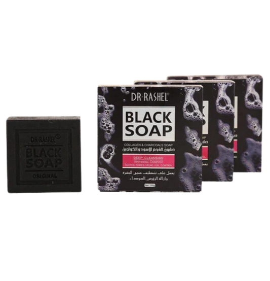 Dr.Rashel Collagen Charcoal Black Soap Deep Cleansing Facial Soap Tighten Pores, Acne & Oil Control - 100g
