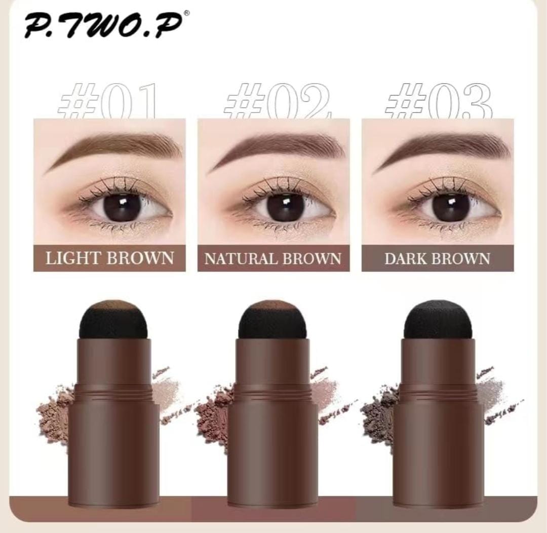 One Step Eyebrow Stamp Shaping Kit Set Waterproof with 10 Reusable Brow Stencils and 2 Spiral Brushes